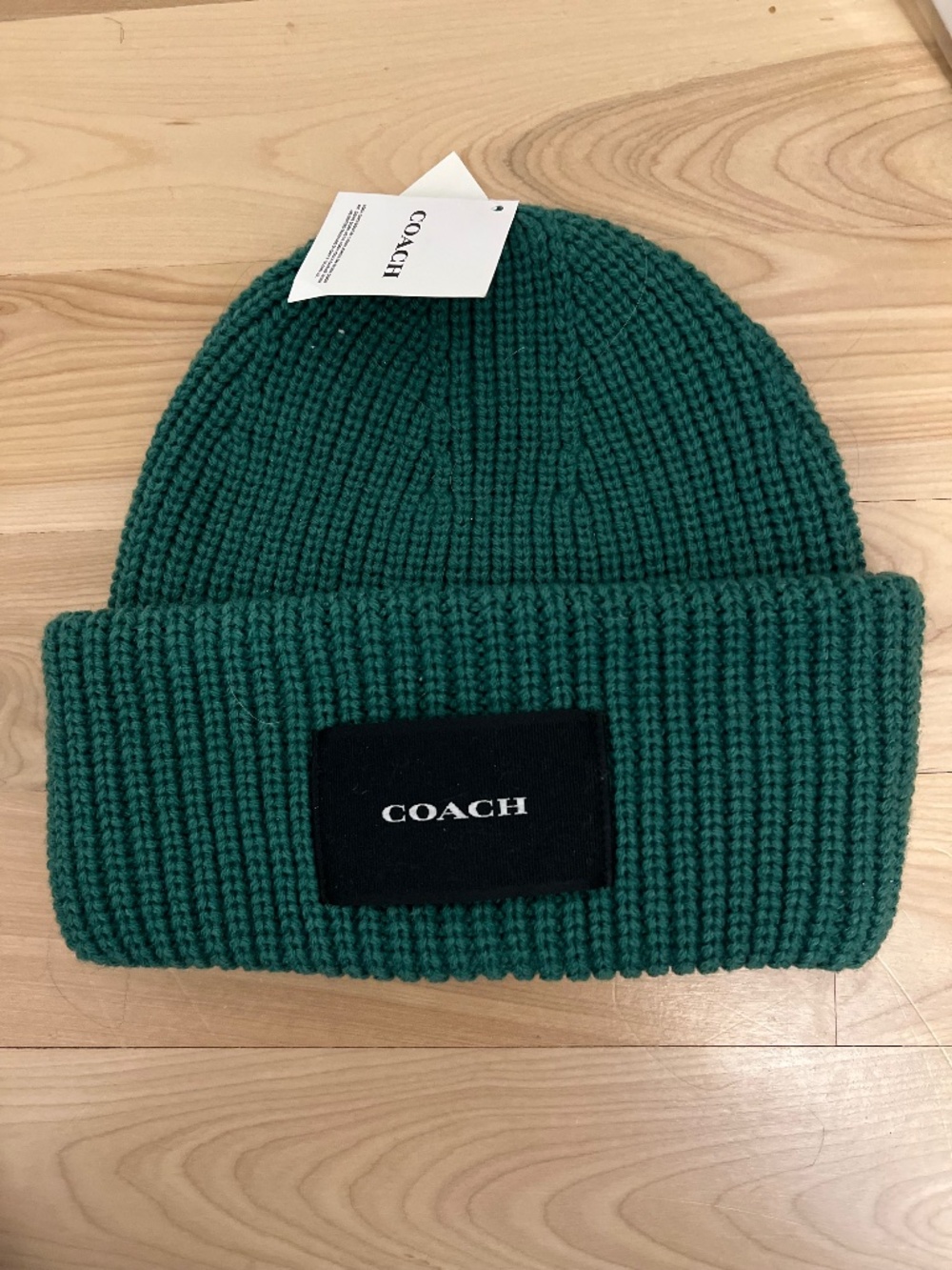 Coach Green Ribbed Knit Beanie - Picture 1 of 2